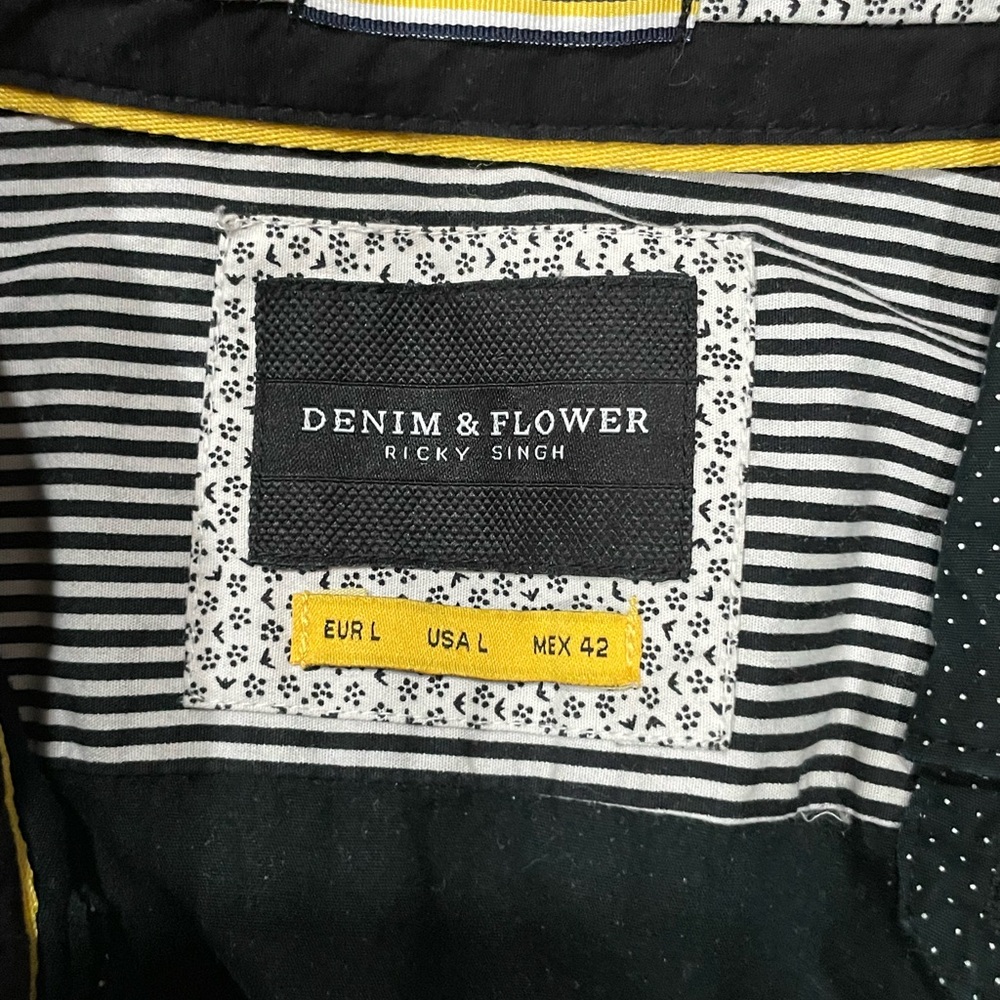 Denim & Flower blue and White dots long sleeve Shirt